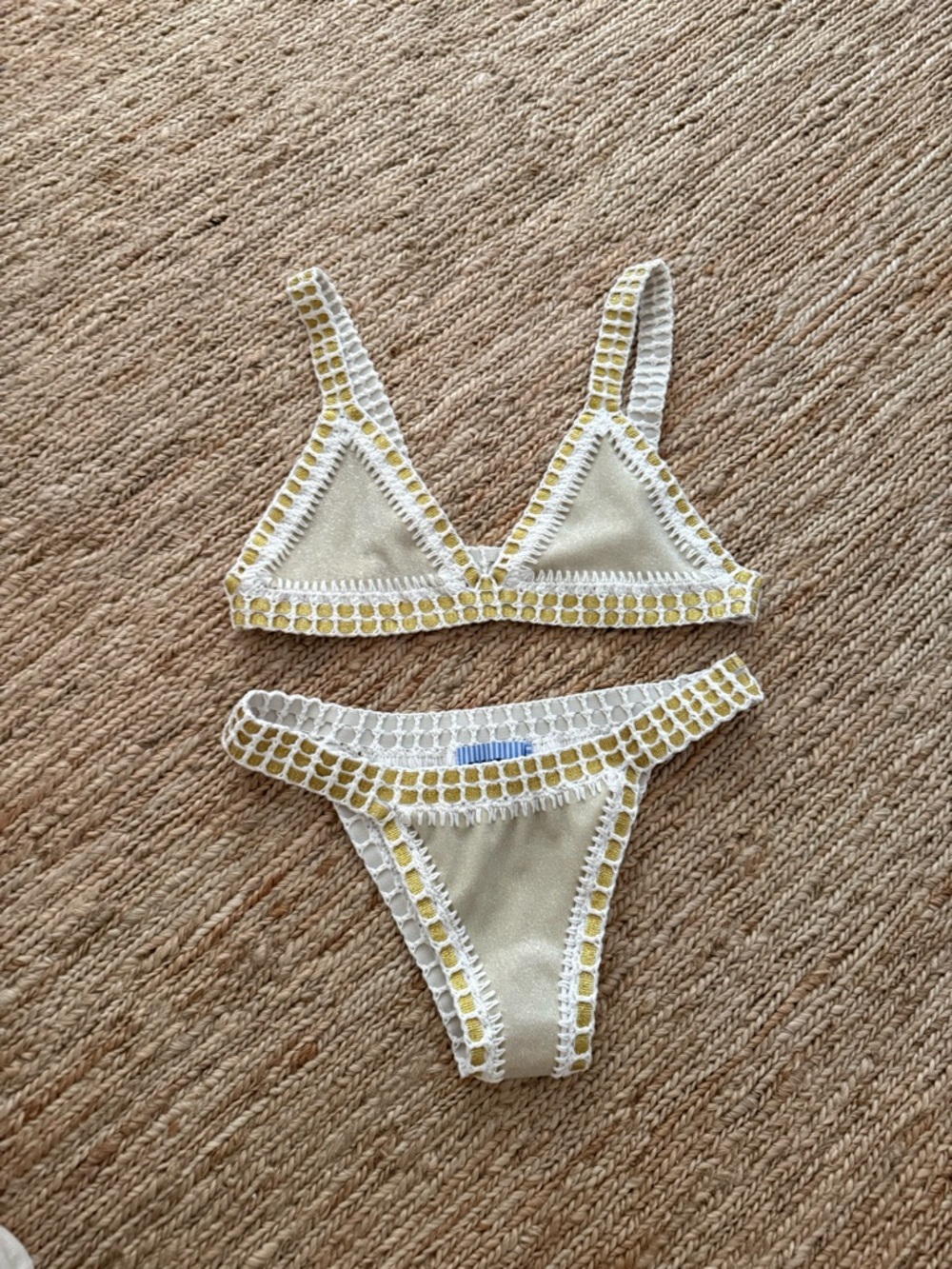 Yellow Crochet-Trim Bikini Set - Women Swim Bikini